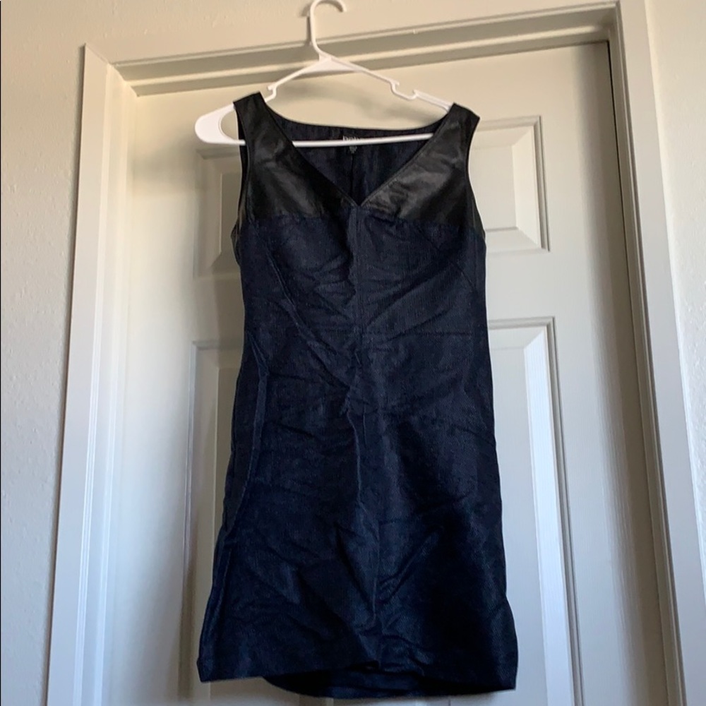 Bebe dark blue with faux leather dress